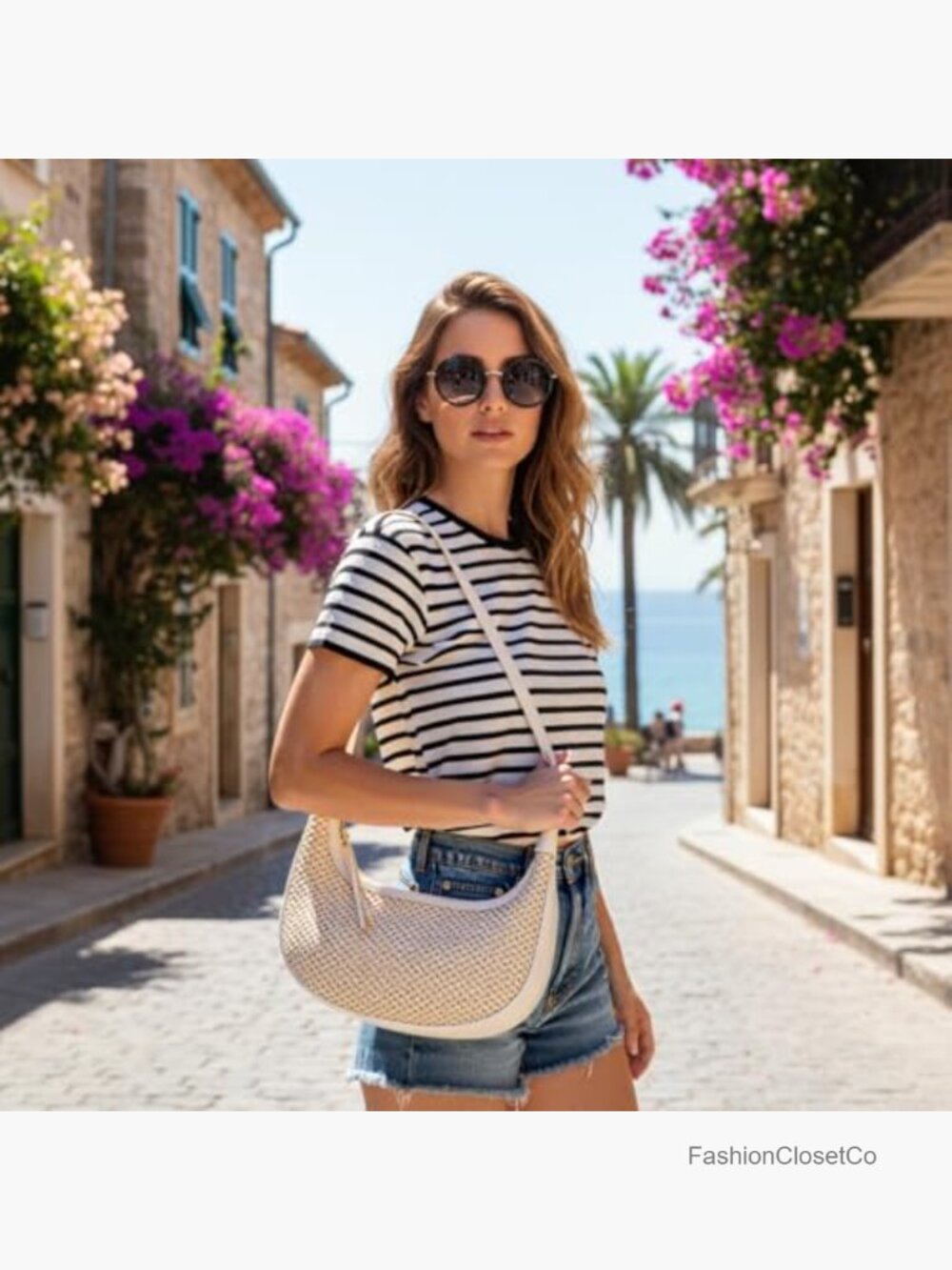 Handwoven Straw Hobo Bag, Crossbody, Shoulder, Tote, Summer Beach Purse - Picture 2 of 7